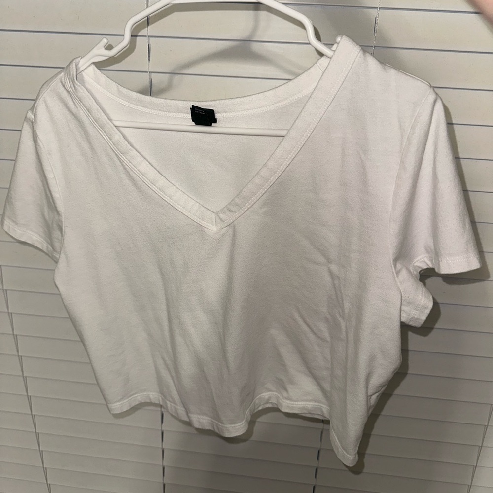 Classic White V-Neck Women's Top